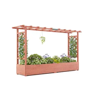 Elevated Wooden Raised Garden Bed, Large Size Garden Planter with Removable Dividers, Planter Box with Drainage Holes
