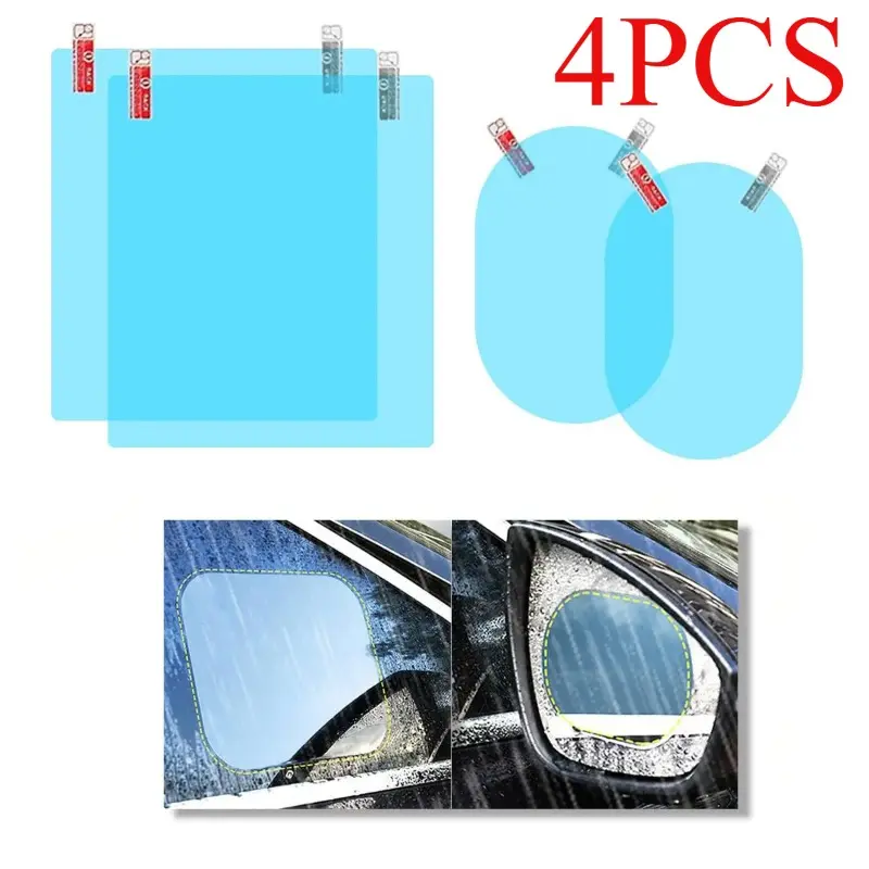 4PCS Car Rearview Mirror Film, Waterproof Film Side Mirror Rainproof Film HD Nano Coating Transparent Car Film, Safe Driving Protective Sticker Film for Most Cars Trucks Suvs