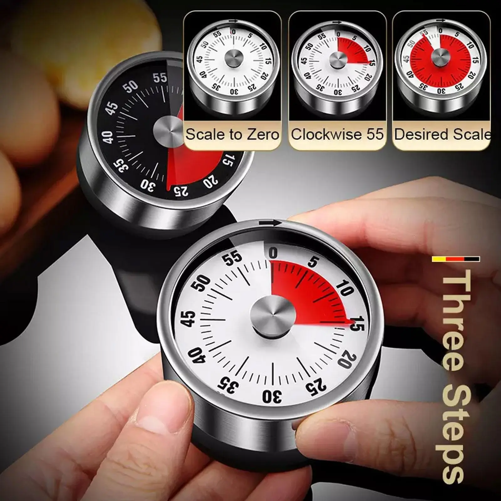 Magnetic Kitchen Timer, Mechanical Core, No Battery Needed, Loud Cooking Alarm, Essential Kitchen Tool, Perfect for Home Use
