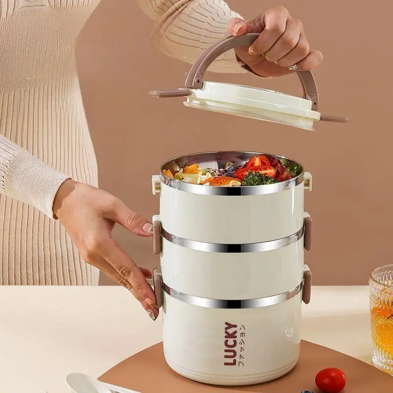 Large Capacity Multi-Layer Bento Box, Stainless Steel Reusable Lunchbox with Lid, Meal Prep Lunch Box, Ideal for School, University, Office, Soup and Breakfast