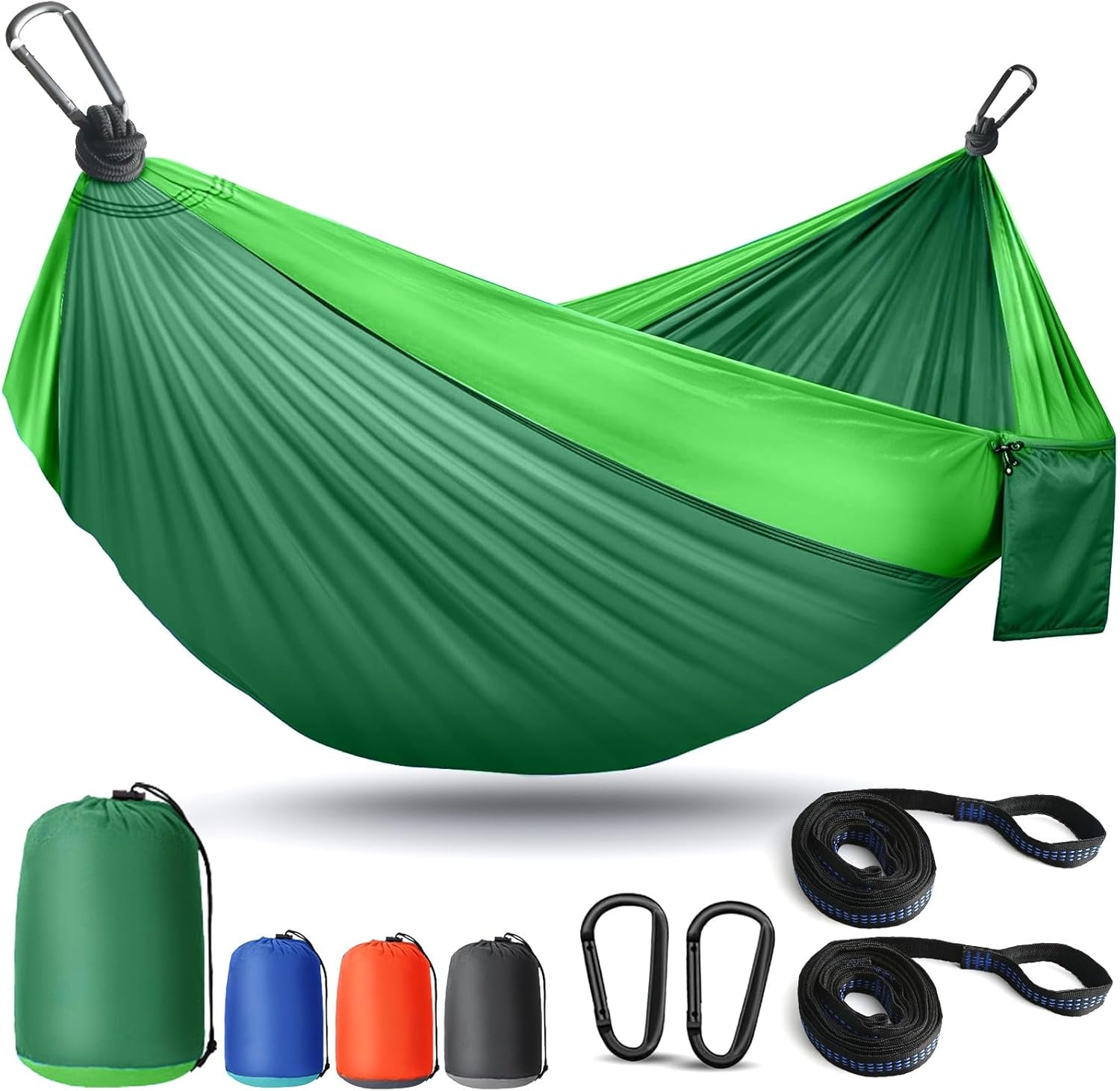 Camping Hammock Lightweight, Portable Hammocks Parachute Hammock with Two Tree Straps, Single or Double Travel Swing Nylon Camp Hammocks, Outdoor Essentials for Beach Backpacking Hiking for Gifts, Blue