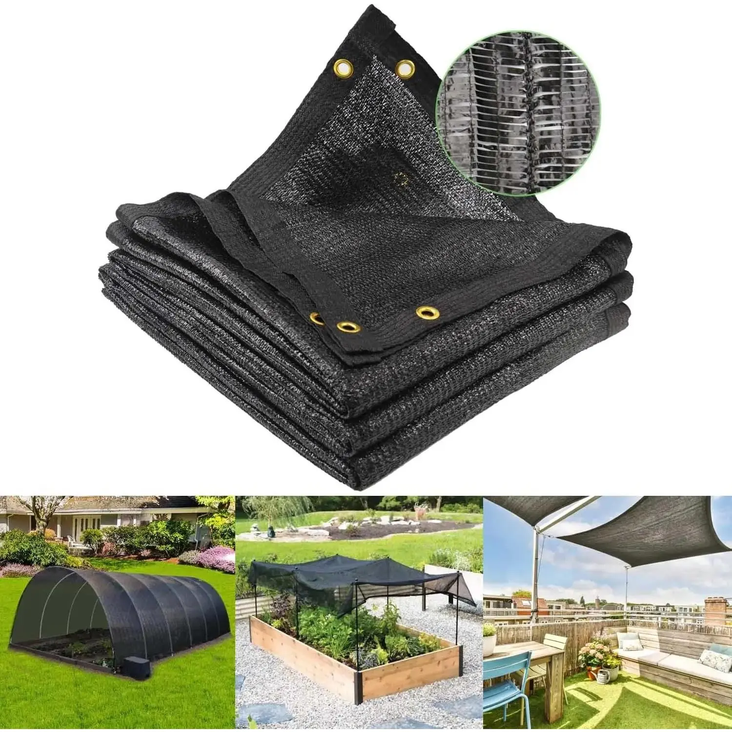Garden 40% Shade Cloth, 10 x 20 FT Shade Mesh Tarp with Reinforced Brass Grommets, Black Outdoor Sunblock Shade Cloth Cover for , Greenhouse, Patio, Chicken Coop, Tomatoes Sun Shade Net