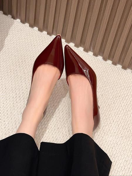 Women's Pointed Toe Stiletto Heels, PU Leather Upper, Rubber Sole, Elegant Spring & Fall Shoes, Fashionable Office Wear, Stiletto Heeled Pumps