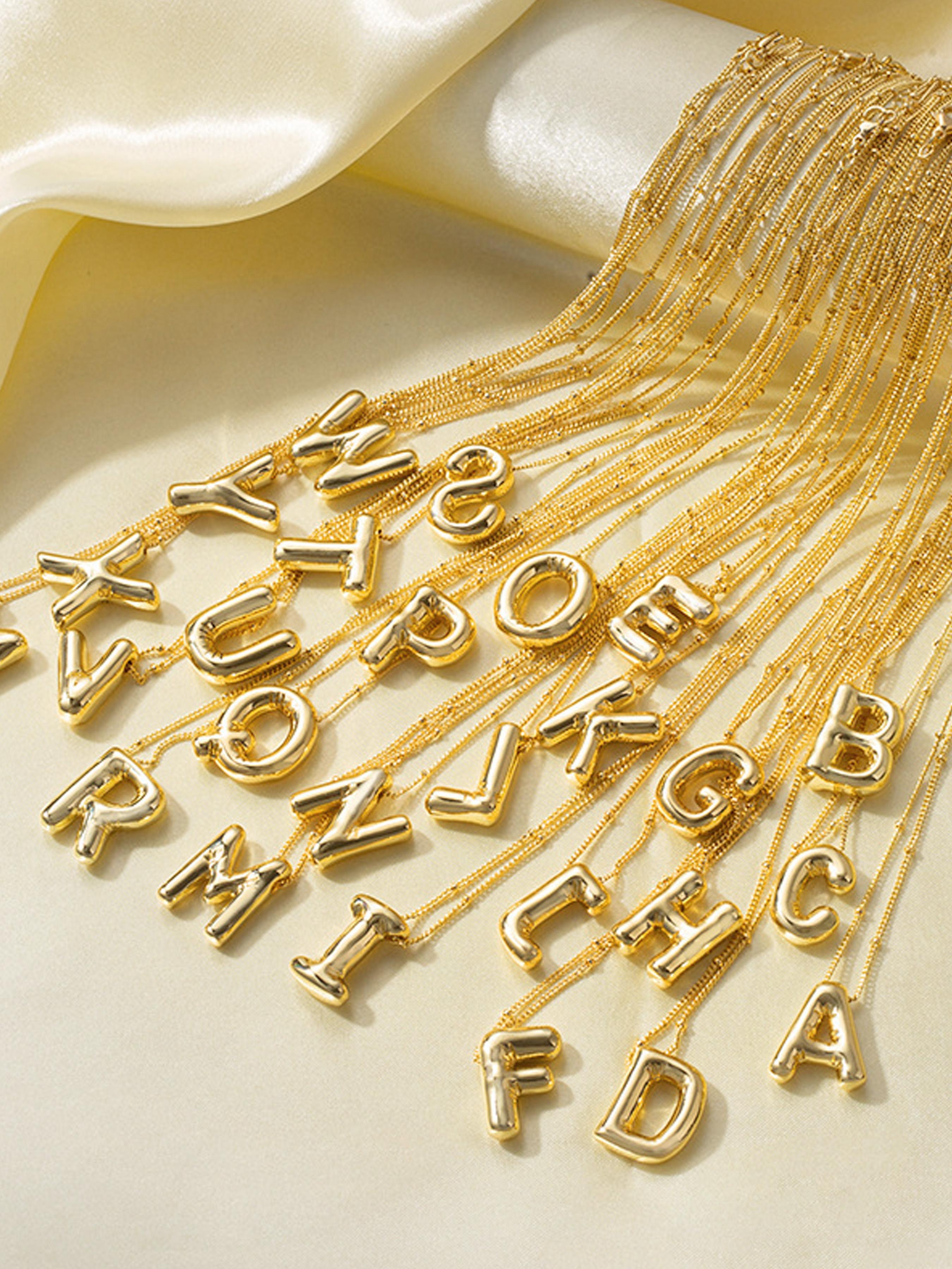 Fashionable Letter Pendant Necklace Initial, Alloy Jewelry for Party, Daily Clothing Decor, Trendy All-match & Exquisite Jewelry for Birthday Gift