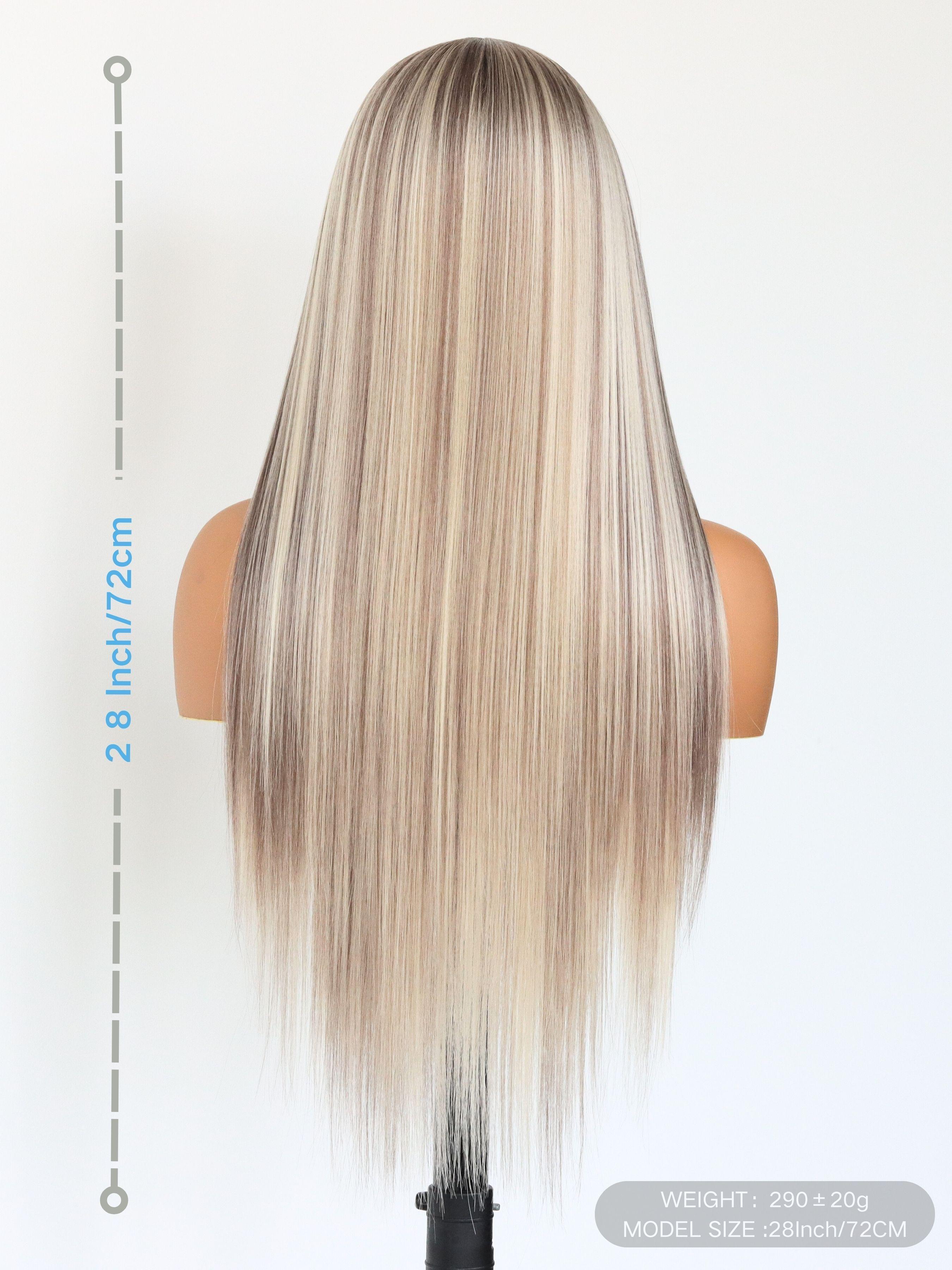 Long Straight Wigs for Women, Gorgeous Fashion Fluffy Wigs without Bangs, Synthetic Hair Wig, Synthetic Lace Front Wigs for Party, Daily Use, Glueless Frontal Wig