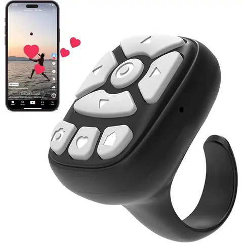 Ergonomic Plastic Scrolling Ring Camera Accessories - Lightweight Wireless Bluetooth Remote Shutter, Finger-Fit Hands-Free Page Turner, Compatible with Smartphone, iPhone, iPad, Android, Kindle, Instagram, Portable Leisure Gear for Content Creation, Compa