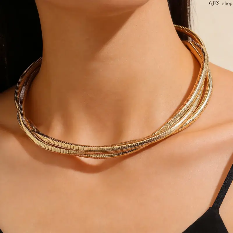Multi Layer Twisted Snake Chain Bracelet Gold Plated Stackable Bangle Minimalist Fashion Jewelry for Women