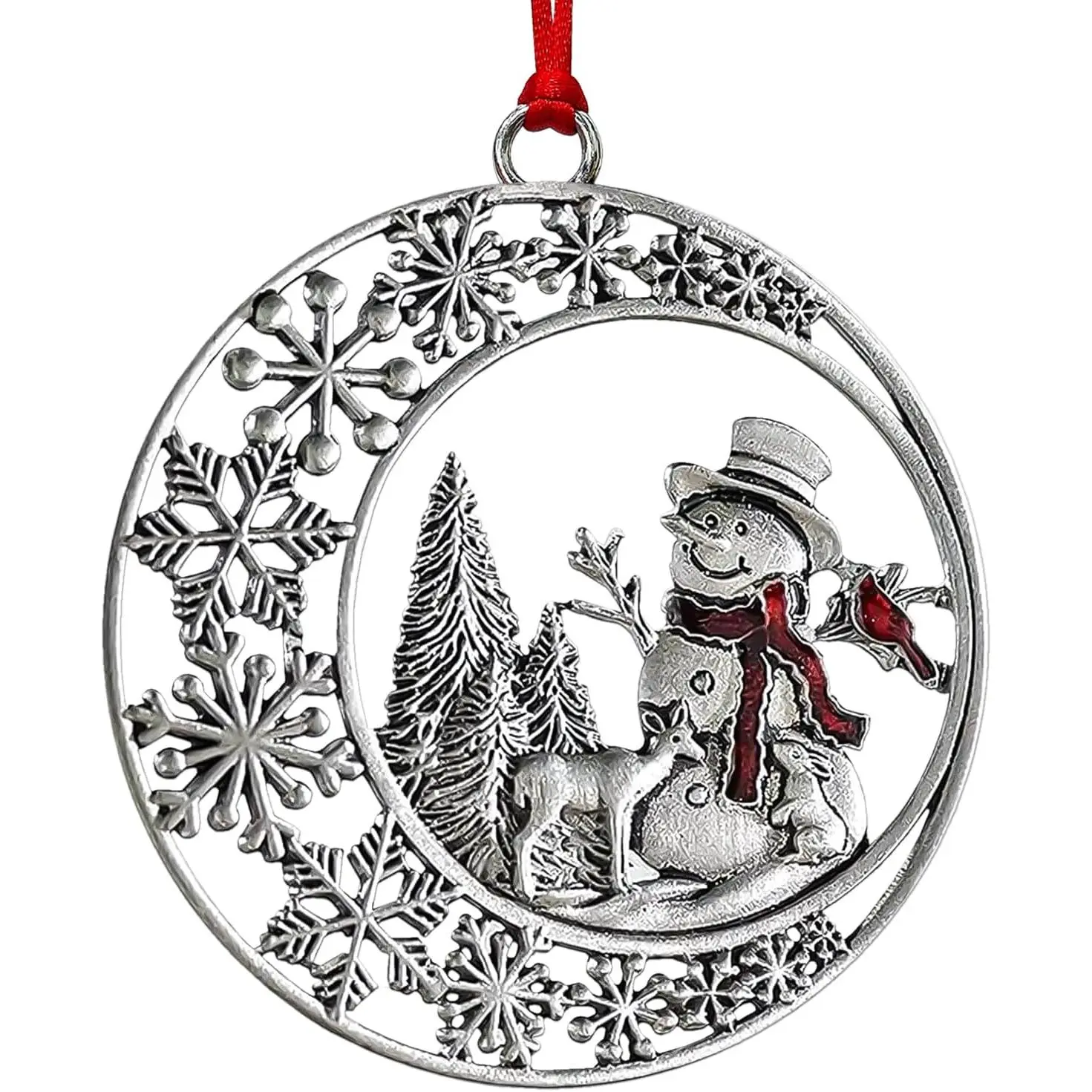 Christmas Ornaments 2026, Snowman Ornaments for Christmas Tree, Metal Snowflake Xmas Ornament, Pretty Cute Holiday Ornament,  Snowman