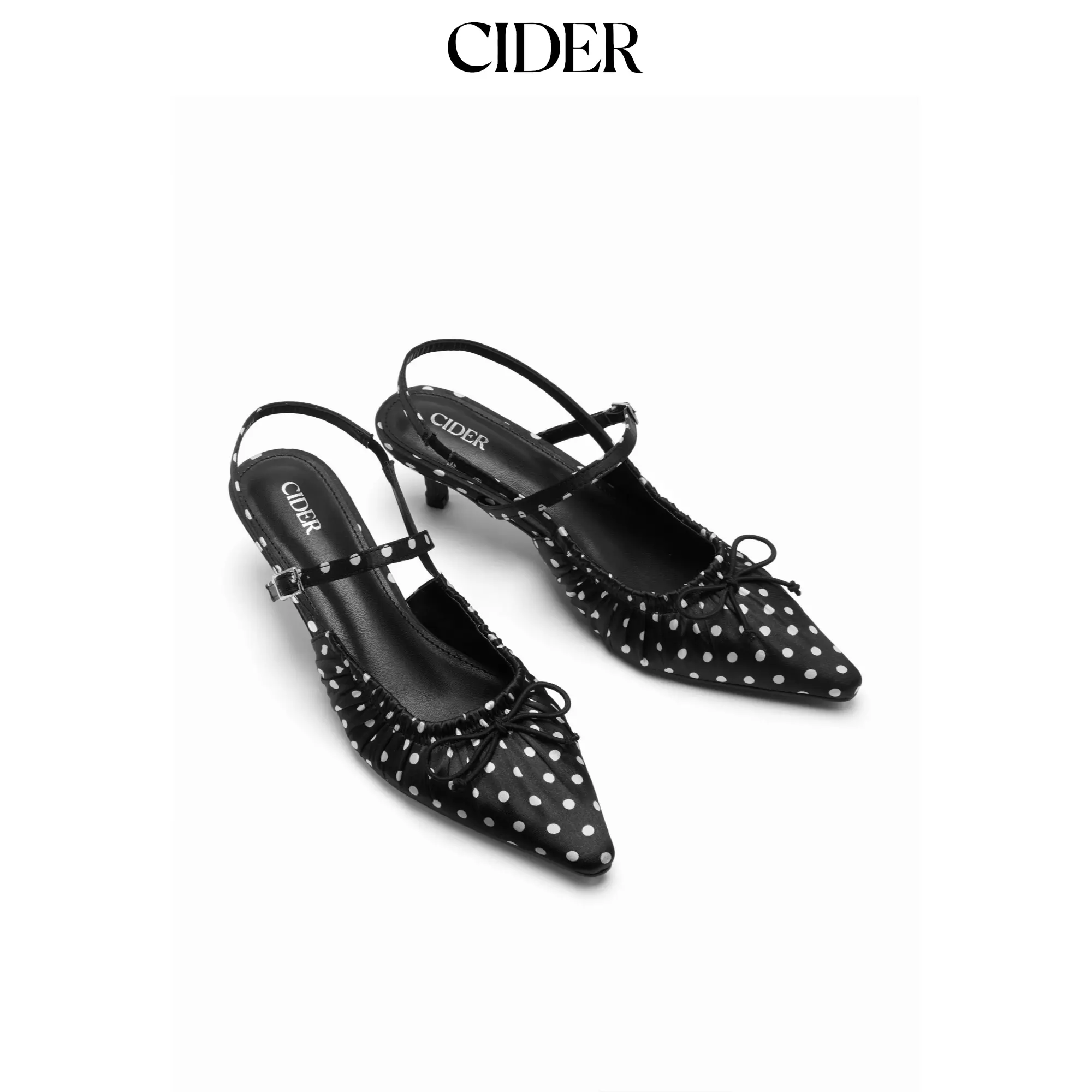 Cider POINTED TOE BOWKNOT DECOR POLKA DOT KITTEN HEELS SohoChic Cider POINTED TOE BOWKNOT DECOR POLKA DOT KITTEN HEELS SohoChic