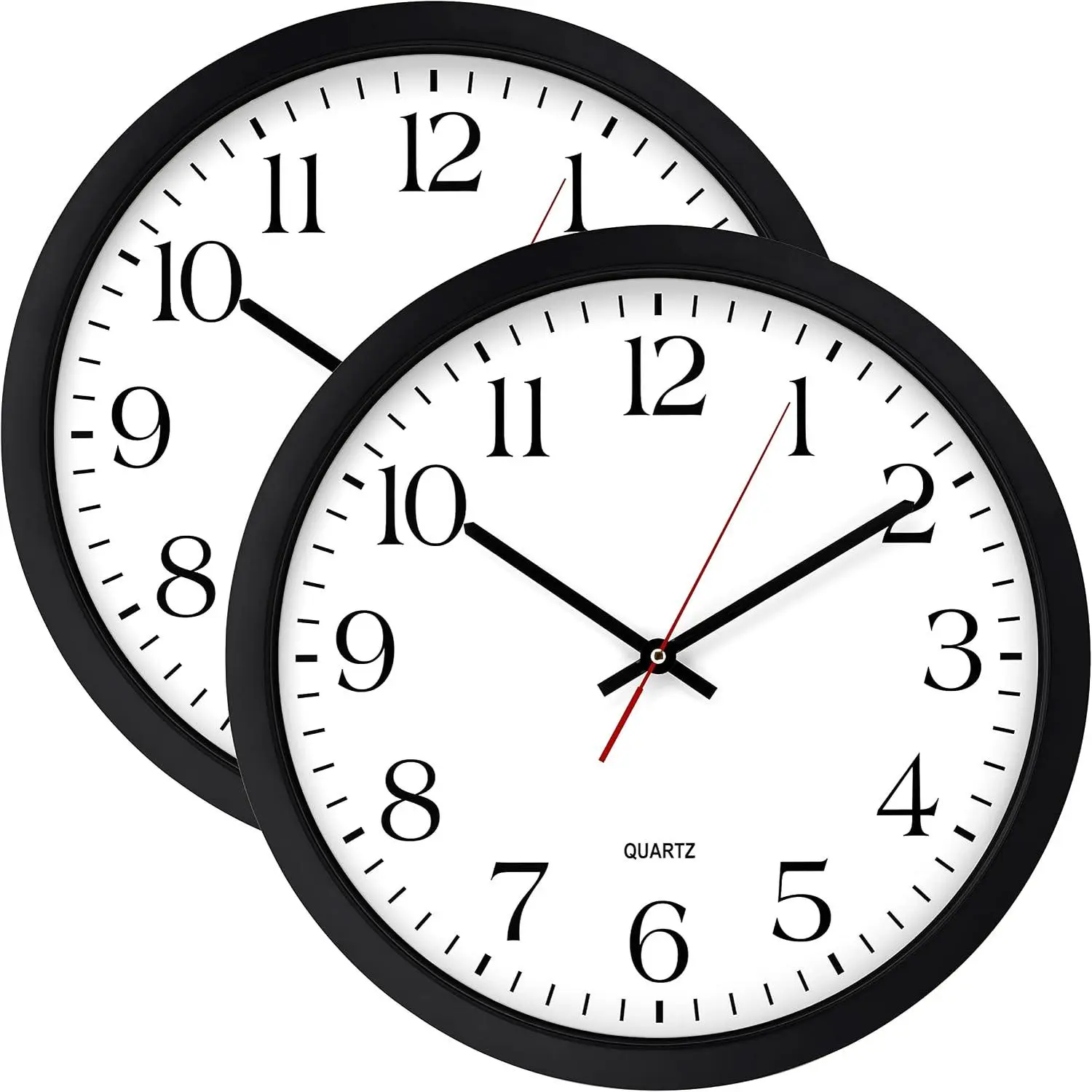 Black Wall Clock, Silent Non Ticking - 16 Inch  Quality Quartz  Operated Round Easy to Read /Office/Business/Kitchen/Classroom/School Clocks