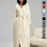 【Black Friday】Women's Casual Double-Sided Fleece Robe, Cozy Thick Full-Length Loungewear, Soft Plush Feel, Warm Indoor Wear for Fall and Winter