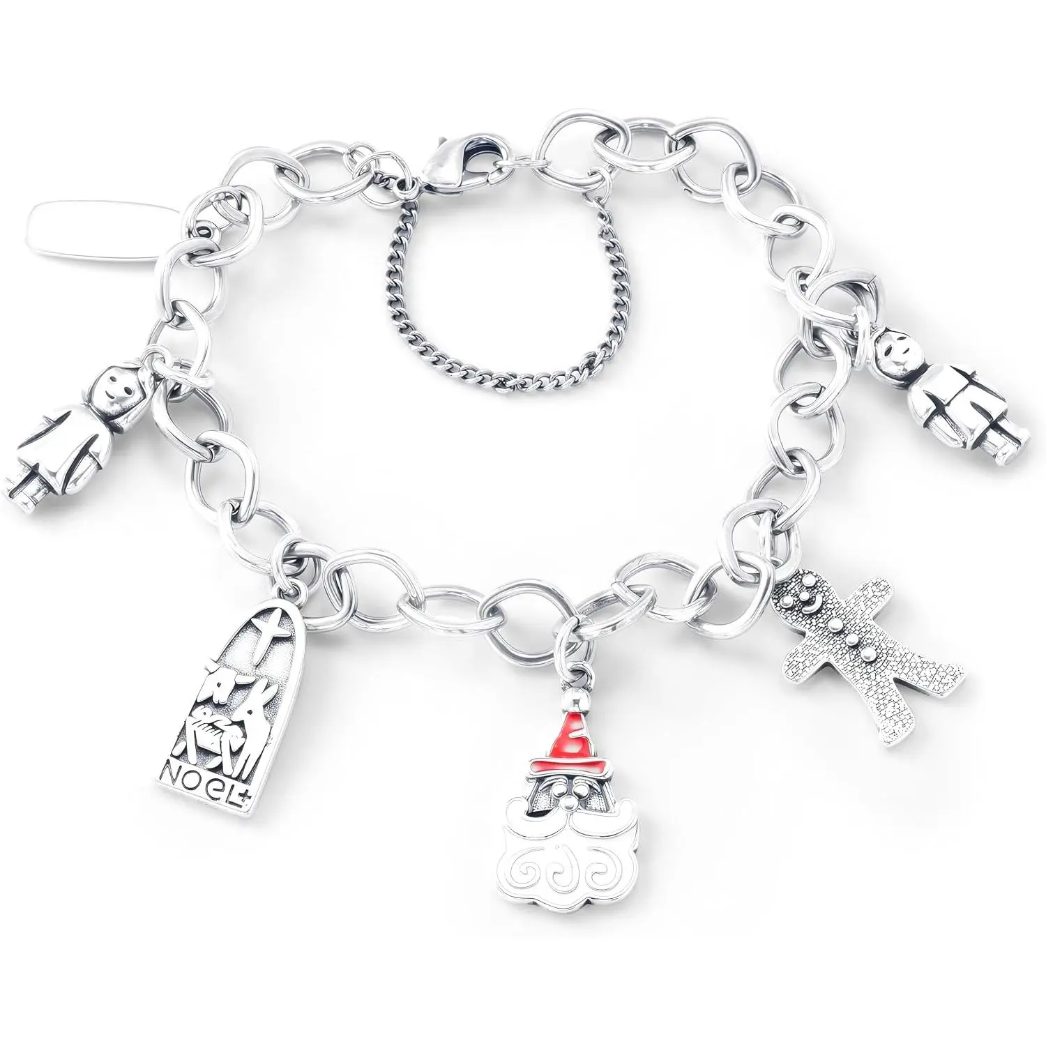 S925 JA Christmas Charm Bracelet, made of pure , with holiday enamel charm