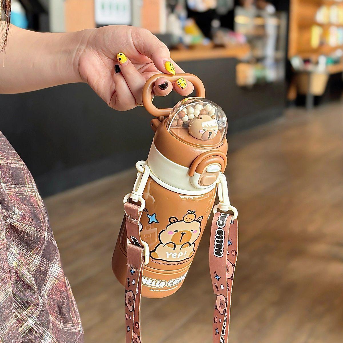 400ml Capybara Stainless Steel Coffee Cup Travel Thermal Mug Leak-proof Bottle Tea Coffee Mug Insulated Cup Gift Back To School