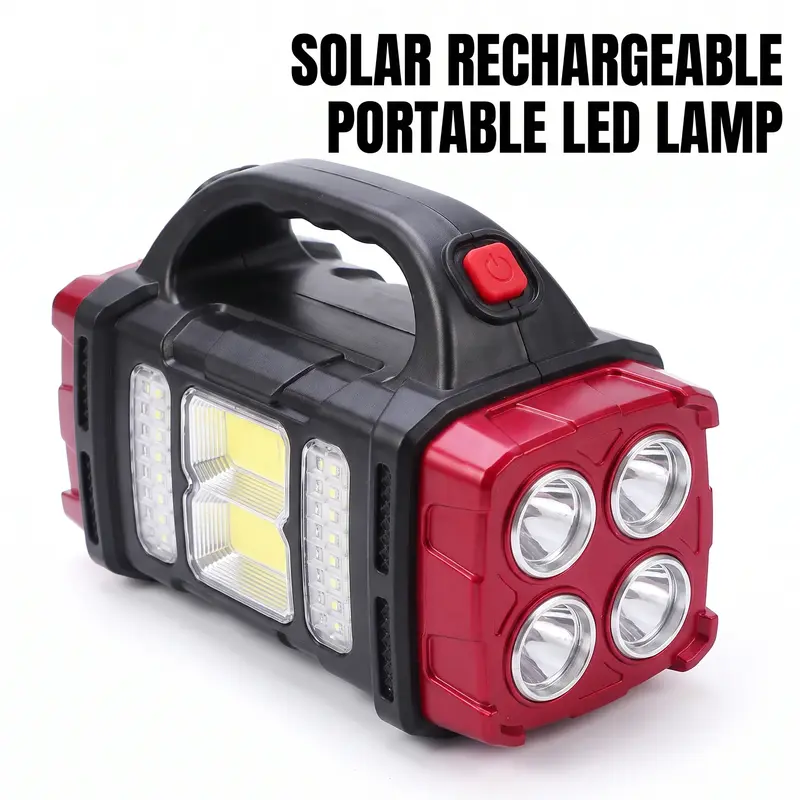 Portable Solar-Powered Camping Light, Outdoor Rechargeable LED Flashlight, Flashlight Lighting, Multifunctional Solar Hand Lamp for Camping and Hiking, Camping Accessories, Solar Camping Lights