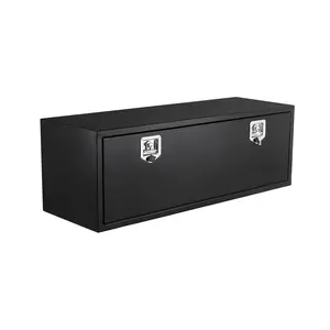 Heavy Duty Black Steel Truck Tool Box – Secure T-Handle Lock, Smooth Surface Storage Chest, Iron Groove Protector – Underbody Toolbox for Pickup Bed, Trailer
