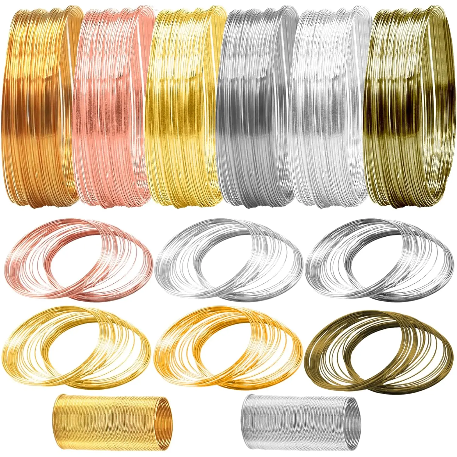 Wire Memory Beading Wire Stainless Steel Craft Wire for  Making Supplies Necklace Bracelet Ring Earring Crafts DIY  Making (6 Colors*3 Yards, 440 Loops)