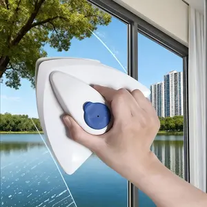 Magnetic Window Cleaner, Dual Water Tank & Squeegee System, Ergonomic Handle, Multi Surface Glass Wiper, Bathroom Kitchen Living Room