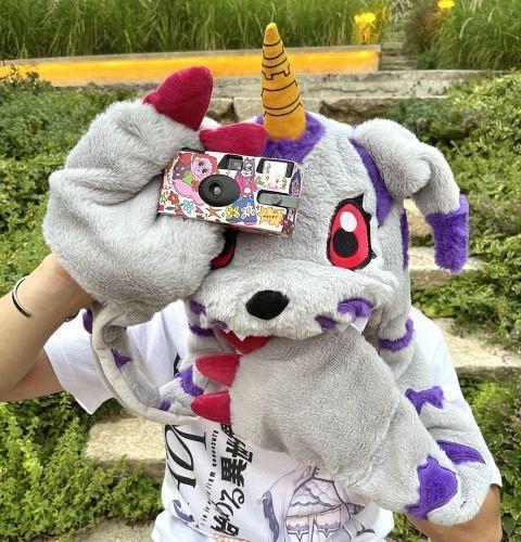 Digimon Adventure Gabumon Hat Anime Peripheral Plush Toy Cos Anime Figure Two-dimensional Cartoon Kawaii Scarf Gloves Gift