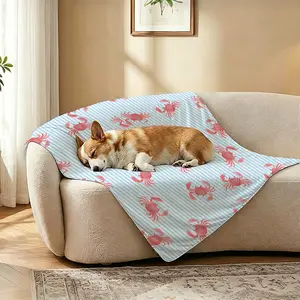 1Pcs Cute Crab Beach Cooling Blanket Q-MAX>0.3 Cool Soft Breathable Sweat-Wicking For Girls Pool Beach AC Room