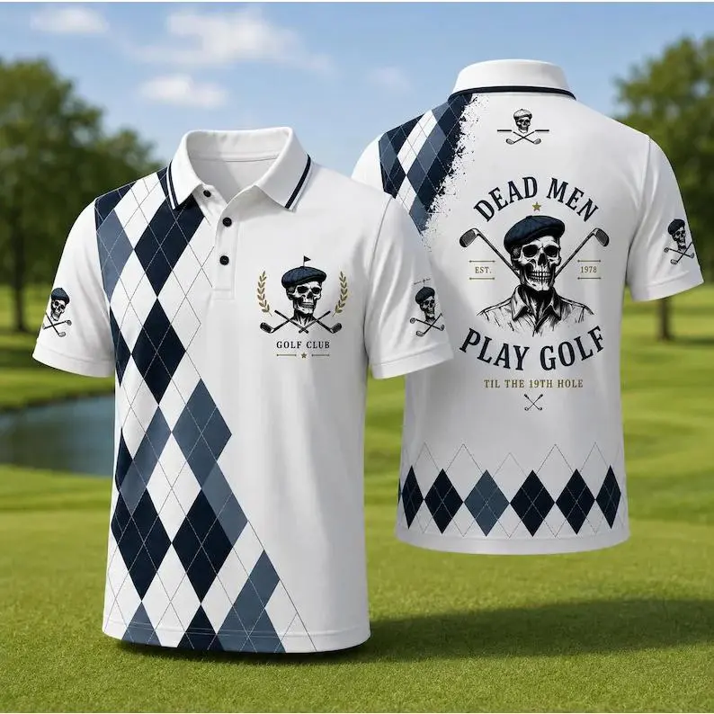 Funny Skeleton Golf Polo, Dead Men Play Golf Shirt, Golf Club Skull Polo#TikTokMadeMeBuyIt #FunnyPartyCostume #HalloweenPartyWear #MensFunnyGift#HolidayOutfit