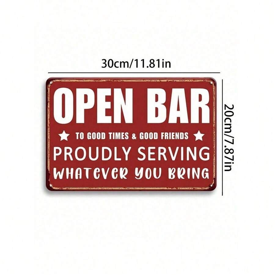 Funny Vintage Bar Metal Tin Sign - "Proudly Serving Whatever You Bring" 8x12 Inch Retro Wall Decor for Home Bar, Man Cave & Gifts