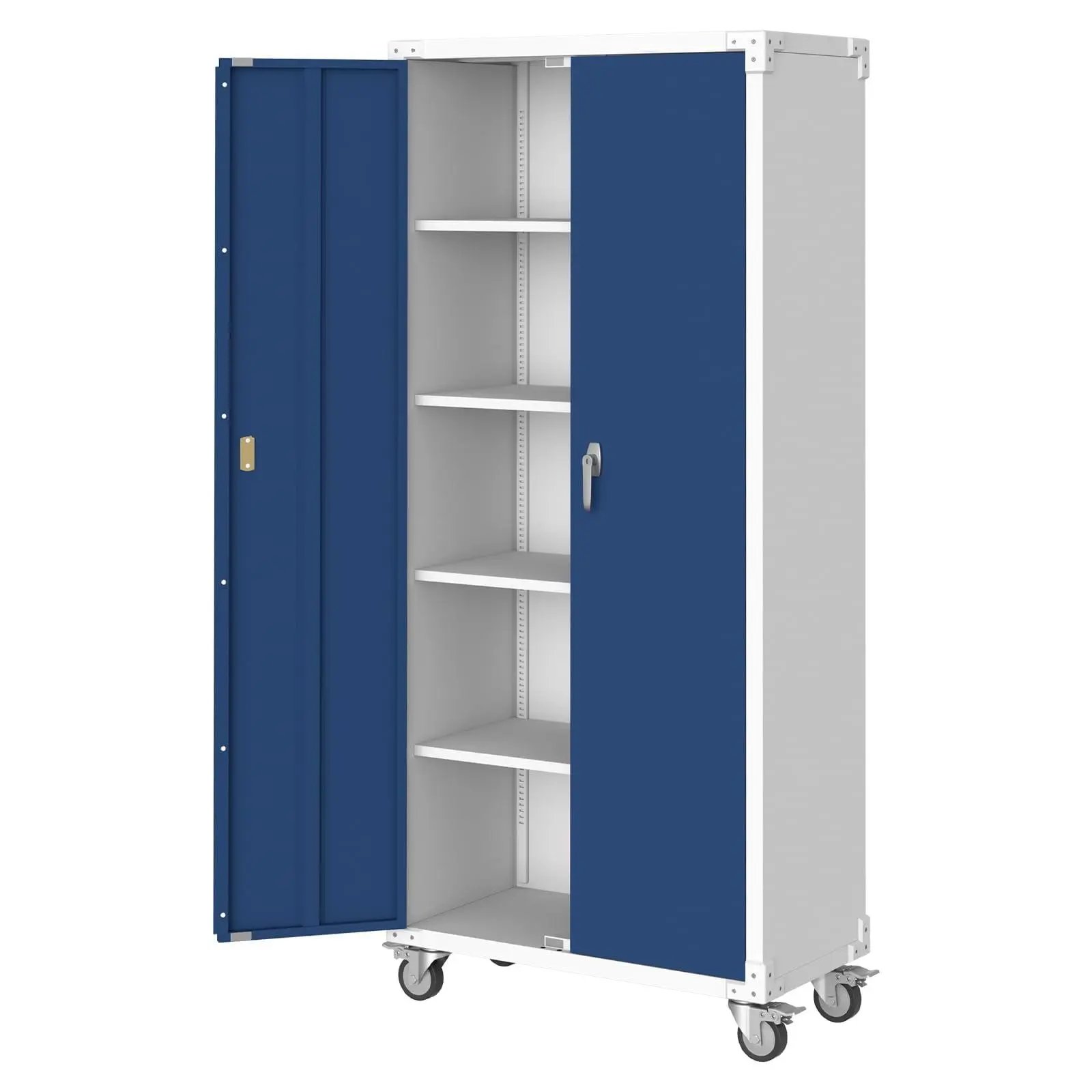 Heavy Duty Metal Storage Cabinet for Office and Garage – 71'' Tall Organizer with Locking Doors, 4 Adjustable Shelves, Rustproof Steel Construction, Secure Lockable Storage, Blue Grey