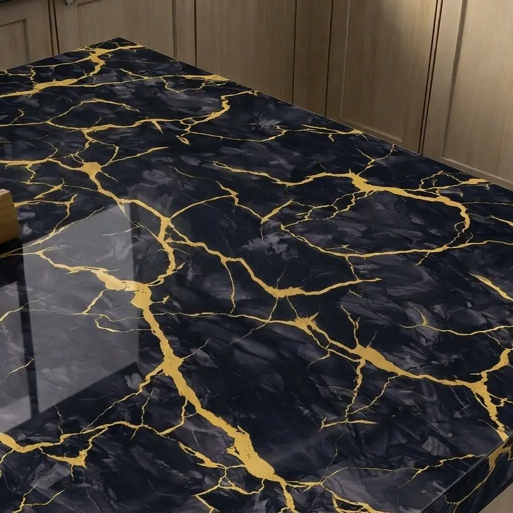 Luxurious Marble Texture Wallpaper, Waterproof Oil-Resistant, Self-Adhesive, Multi-Use for Interior Walls, Kitchen, Furniture, Desk Renovation