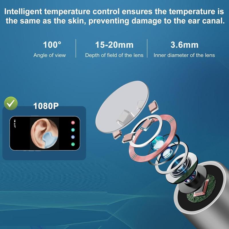 Portable Earwax Removal Tool Set, 1 Box Earwax Cleaning Tool Set with LED Light, Earwax Remover Tool, Ear Cleaning Tool Kit for Phone