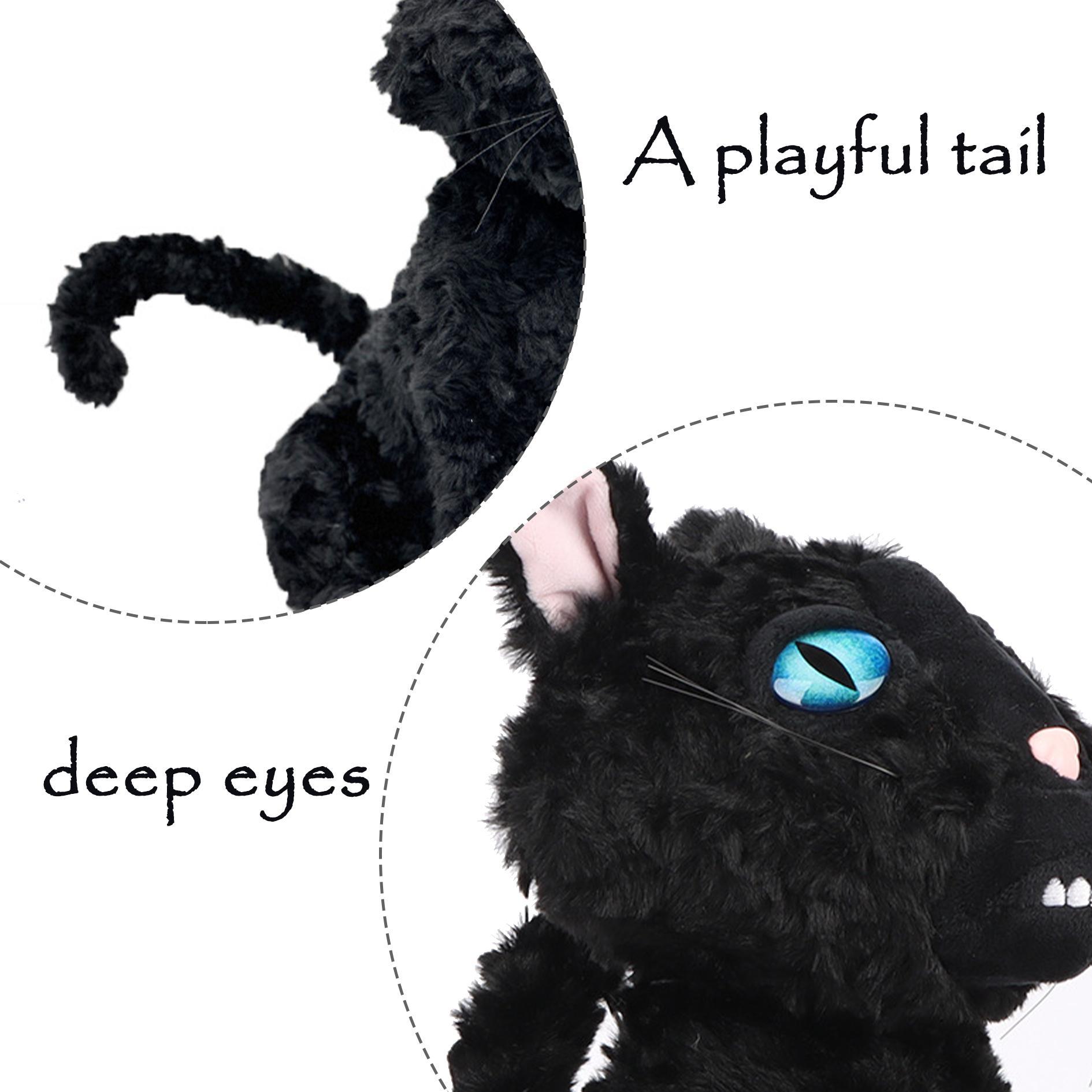 34cm/13.38in Black Cat Plush Toy, Cute Cat Plushie, Stuffed Animal Anime Doll, Desk Ornament, Decorative Toy, Perfect Toy, Soft Stuffed Figure, Huggable Collectible, Soft Cuddly Gift