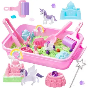 Unicorn Sensory bin, Unicorn Toy for Kids, Castle Moulds, Sand Art kit for Boys and Girl, Sensory Sand for Toddlers 3+………fidget toys