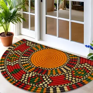Colored semi-circular door mats, with African imitation weaving patterns, are suitable for indoor and outdoor environments and are ideal for enhancing entrance and corridor decoration.