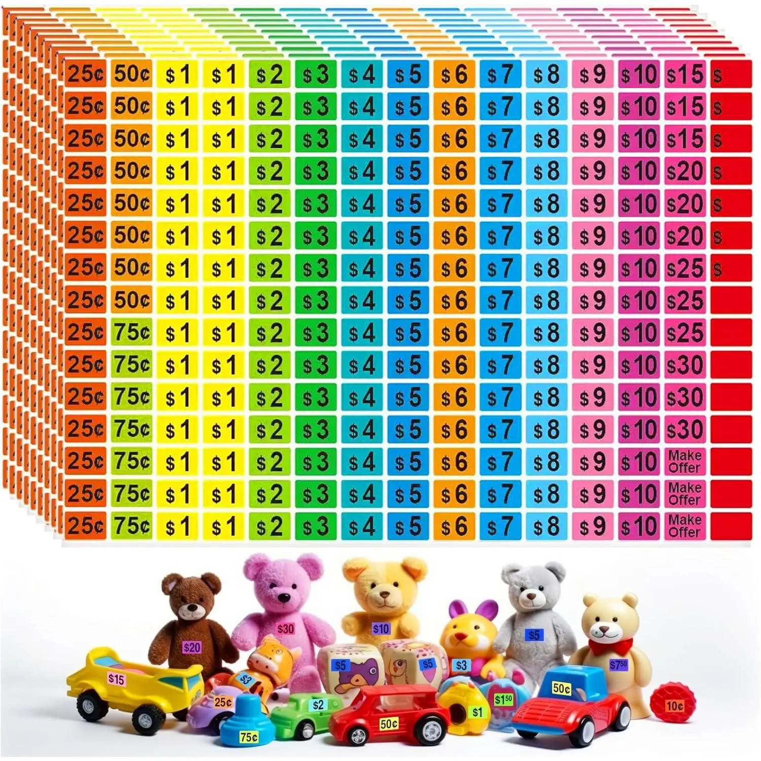 2250 Pcs Removable Garage Yard Sale Price Tag Stickers 1/2" X 3/4" Pricing Labels for Garage Yard Sale Supplies