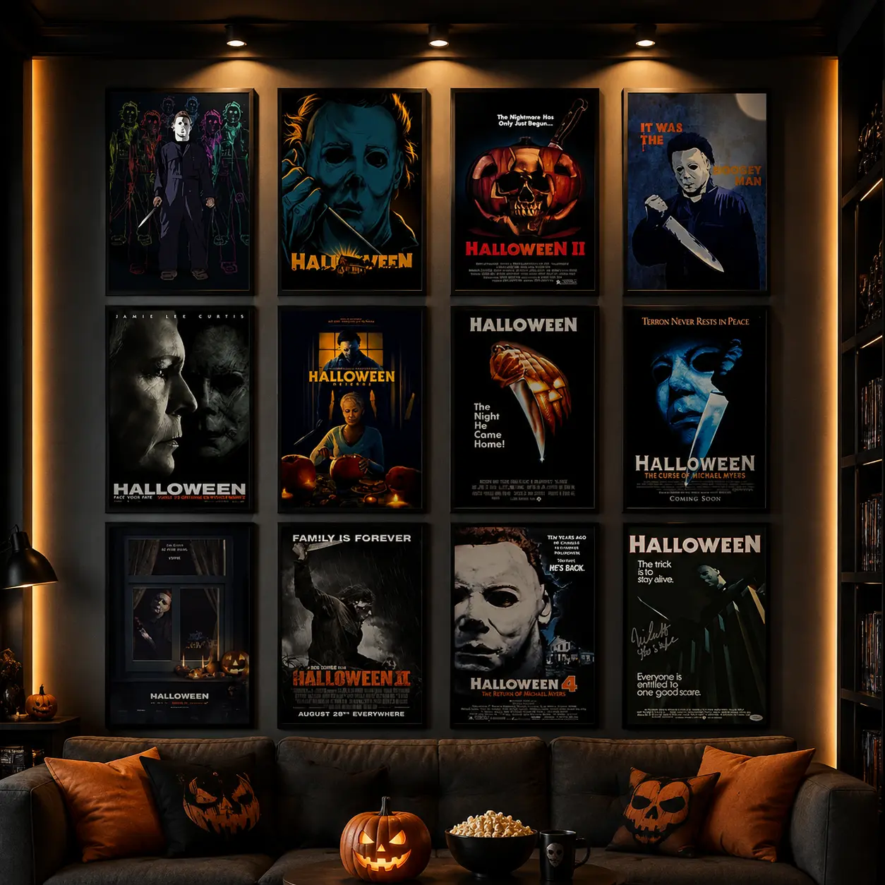 Classic Horror Inspired Wall Art Canvas Print Spooky Movie Style Poster Halloween Decor for Bedroom Game Room Man Cave and Home