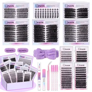 Eyelash Cluster Kit, D-Curl Fluffy Volume Lash Extensions, Dense & Long DIY Lash Set with Bond & Seal, Remover, Tweezers & Brush, Mixed Style Lashes, Multiple Lengths #GLOBAL PICKS