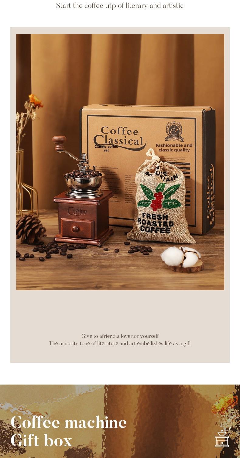 Hand-cranked coffee grinder gift set, grinder and French press pot set, coffee utensils for promotional gifts