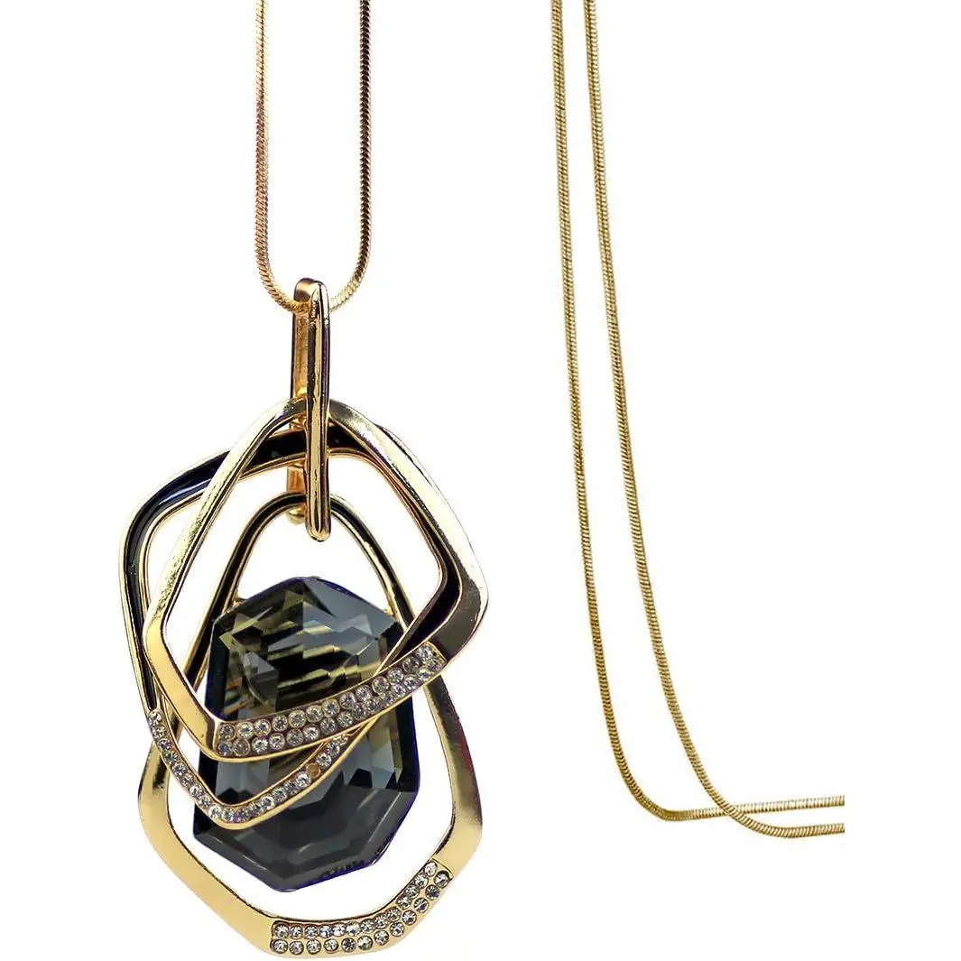 Triple Layer Pendant Necklace Long Statement Pendant Necklace Long Sweater Chain | Long Necklaces for Women | Summer Necklaces |  for Girls | Boho Necklaces for Women
