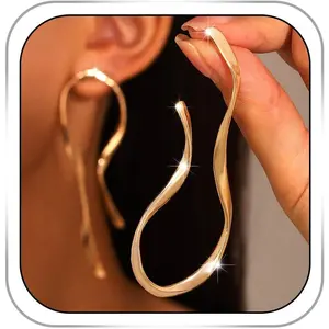 Gold Irregular Dangle Geometric Earrings for Women Asymmetrical Drop Earring