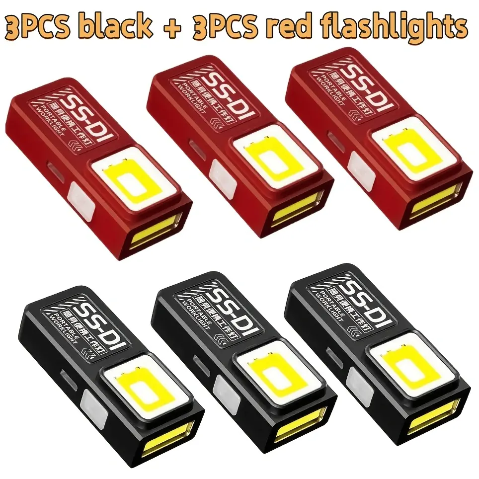 EverydayLumen 6PCS Mini Cap Clip Work Light - Outdoor Lights, Compact Form, Mini Size, Portable Grip, 6 Multi-Mode Settings, Lightweight, Type-C Charge, Suitable for Camping & Hiking