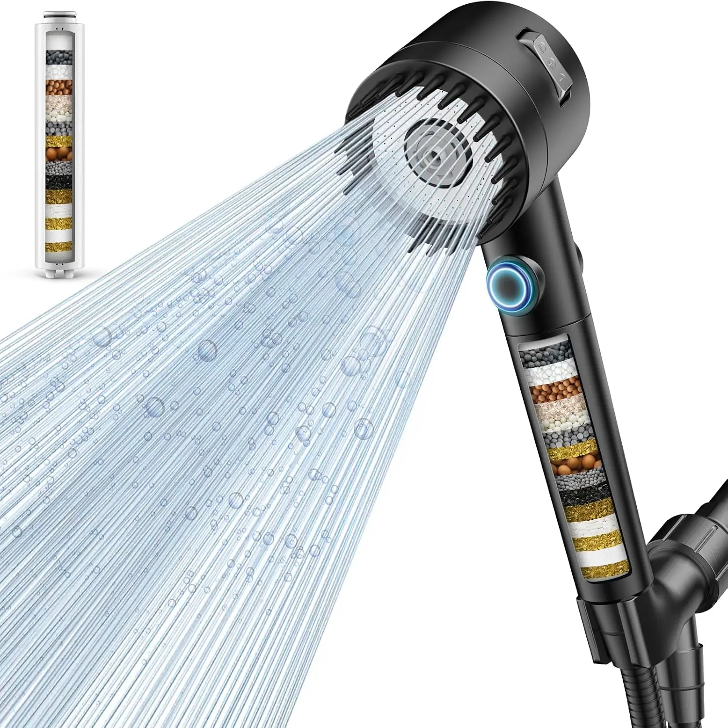 Filtered Shower  with Handheld, High  5- Shower  with Filters for Hard Water, /OFF  Showerhead for Pets Bath, Shower Heads Filter - Remove Chlorine,  Dry Itchy