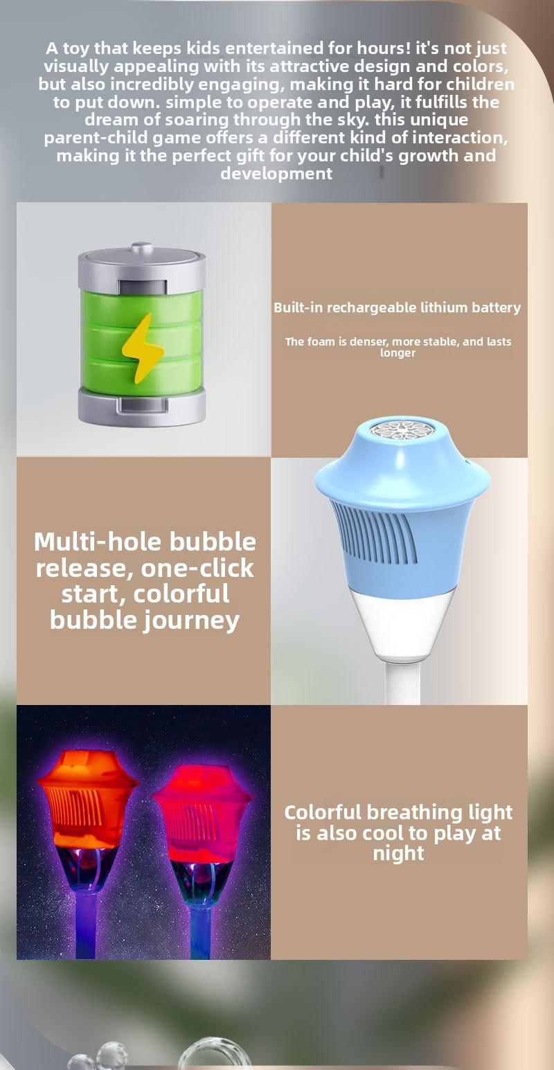 Automatic Handheld Bubble Machine for Kids, Bubble Maker Spring Summer Toys with Lights, Outdoor Rechargeable Blower Best Easter Gift for Children