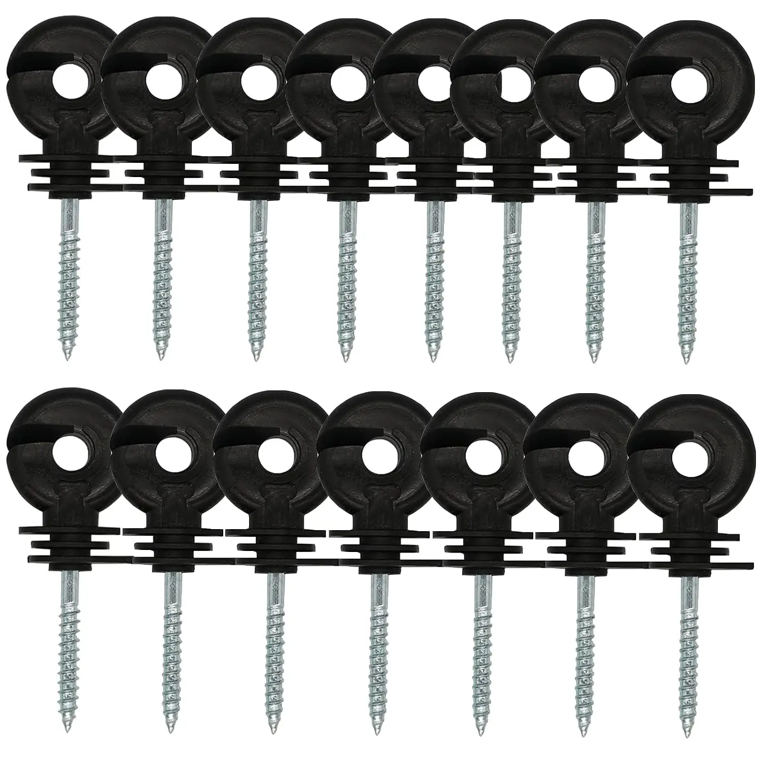 15 Pack Electric Fence Insulator Black Screw-in  Insulators Fence  Insulator Ring Holder for Electric Fence Polywire Electric Fencing  Wire Poly Wires Garden Wooden Posts Stakes