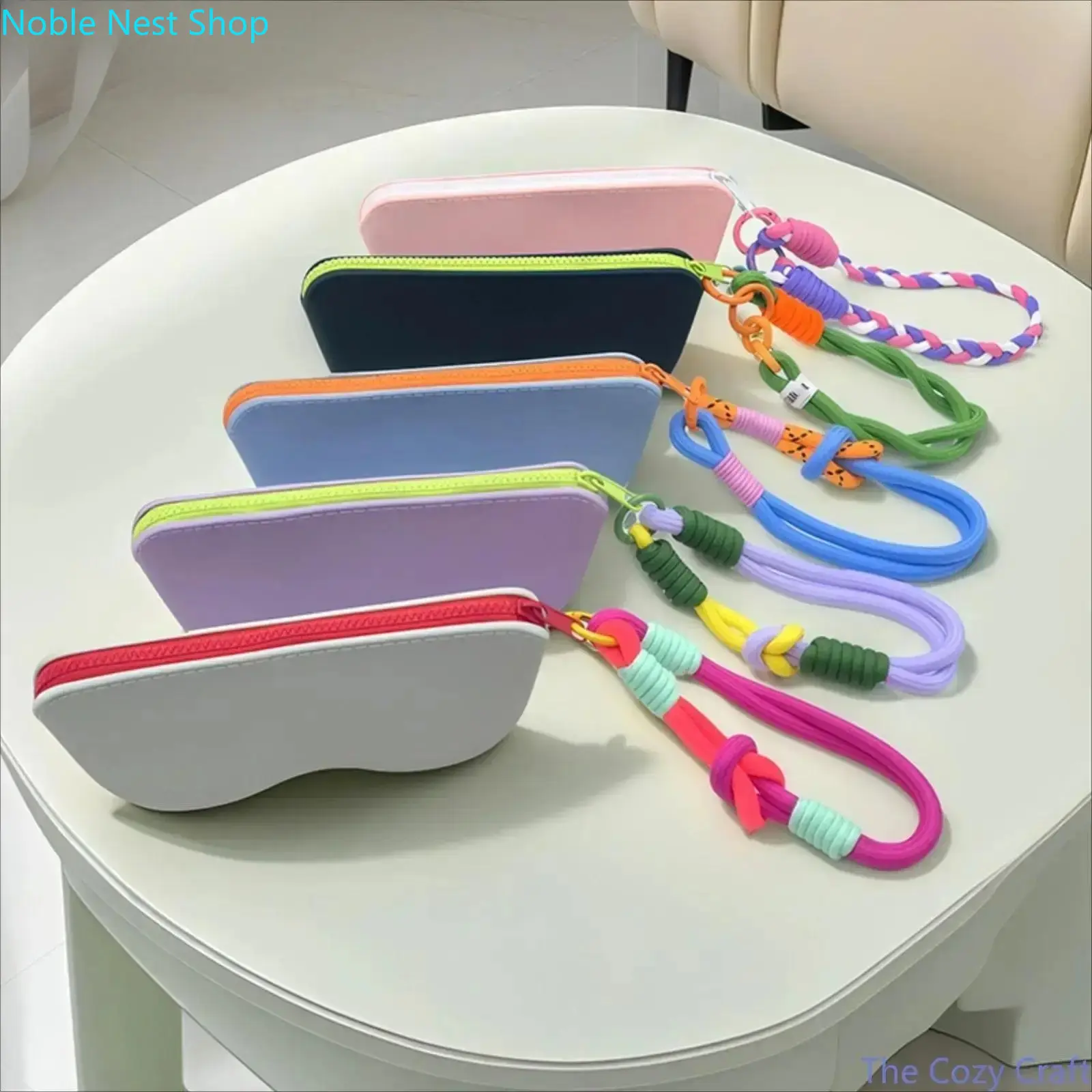 Dopamine Color Silicone Sunglasses Pouch - Shockproof Case with Detachable Wrist Strap, Portable Sunglasses Organizer for Travel, Daily Use