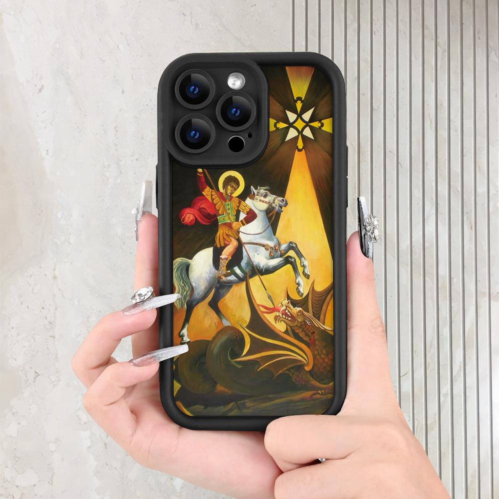 Phone Case - A St. George Case |     Georgian Style - Durable And Long-Lasting |     Camera Protection |     Shockproof And Drop-Resistant |     Matte Anti-Slip |     Light Luxury Fashion suitable with iPhone 17 E Air Pro ProMax iPhone16 15 14 Plus 13 12