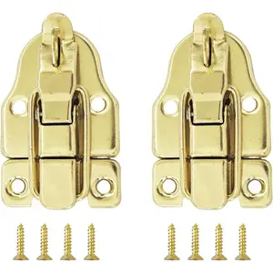 2 count Retro  Style Box Toggle Latch, Antique Metal Duckbilled Hasp Clasp with Padlock Hole for  Boxes, Cabinets, Toolboxes,  Suitcases