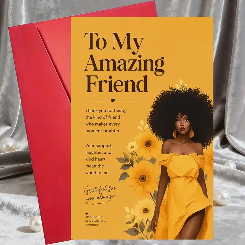 Meaningful Best Friend Card with Envelope, Beautiful Sunflower Design, Heartfelt Thank You Birthday Card for Her, Perfect Friendship Gift for Your Amazing Friend