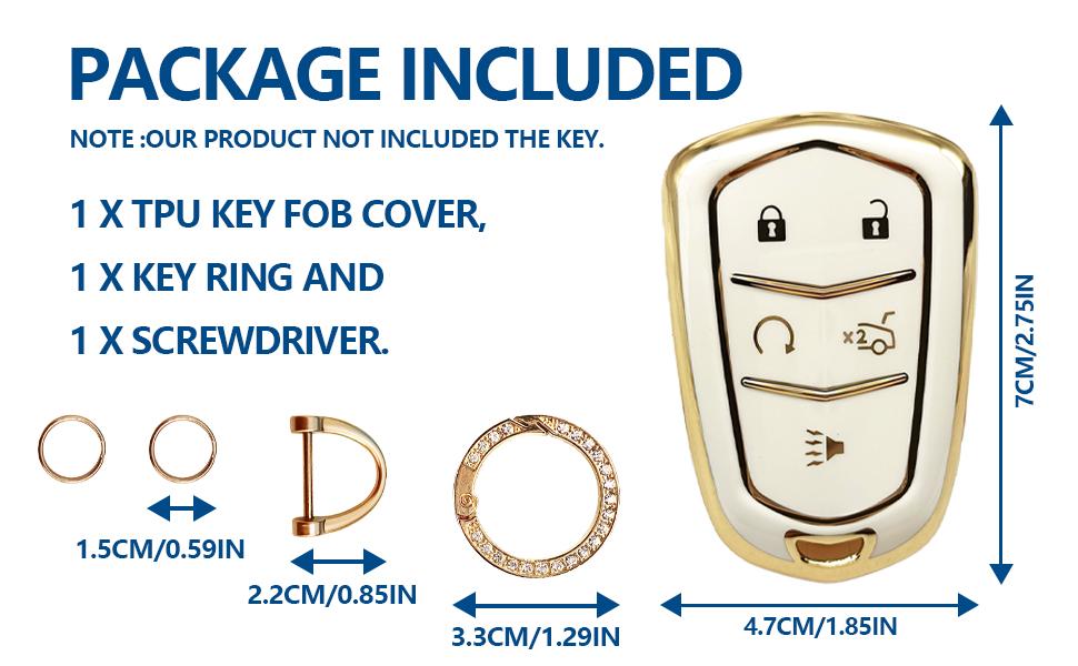 5-Buttons Key Fob Cover for Cadillac ATS CTS CT6 XT5 SRX STS Escalade Premium Soft TPU Car Key Case Shell Protector