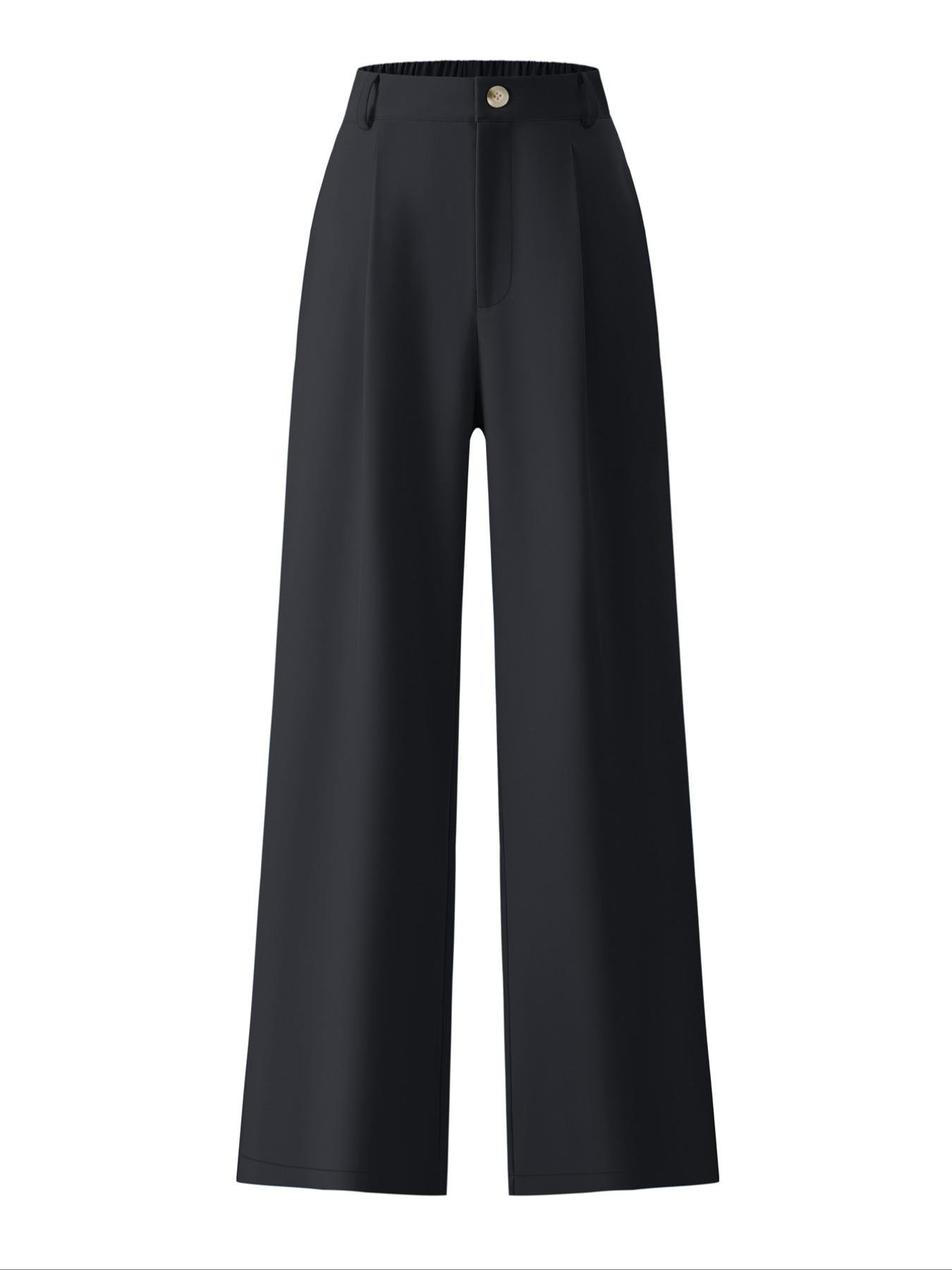 Women's Solid Color Button Fly Pants, Casual Comfy Trousers for Daily Wear, Ladies Bottoms for All Seasons, Baggy Pants, Casual Work Pants, Casual Chic Trousers, Casual Fashion Trousers