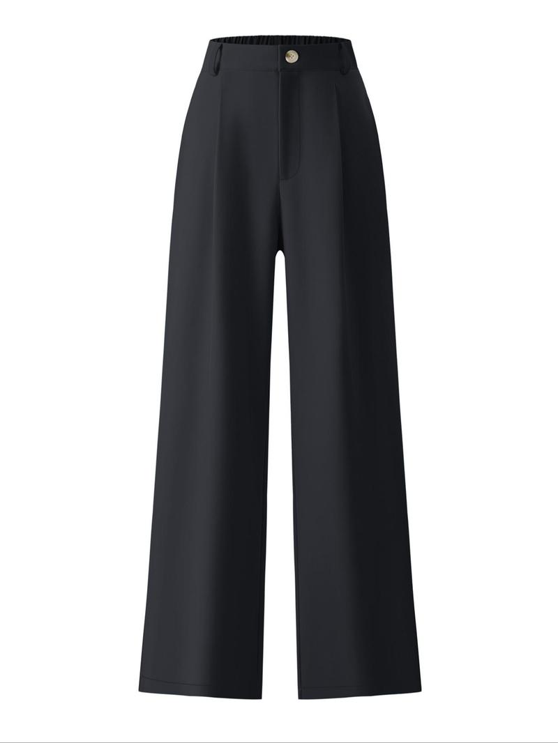 Women's Solid Color Button Fly Pants, Casual Comfy Trousers for Daily Wear, Ladies Bottoms for All Seasons, Baggy Pants, Casual Minimalist Trousers