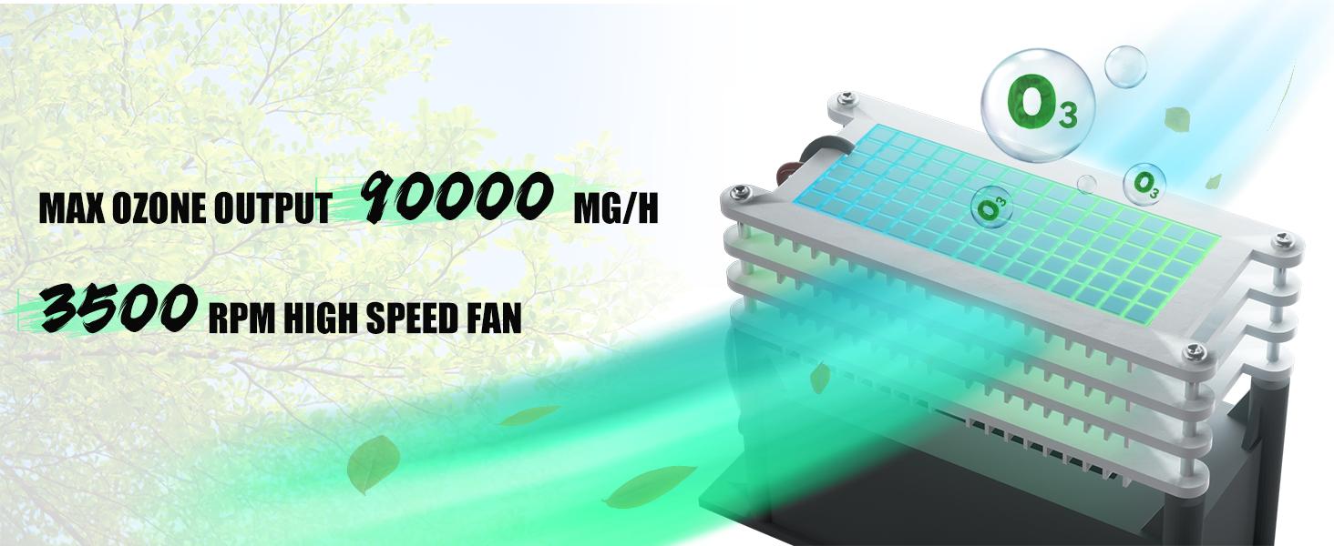 Generator 90,000mg/h for Up to 6,000 Sq Ft, HighCapacity Commercial Ozone Machine with Timer, Portable Purifier Deodorizer for, Basement, Smoke, Pets,, Office