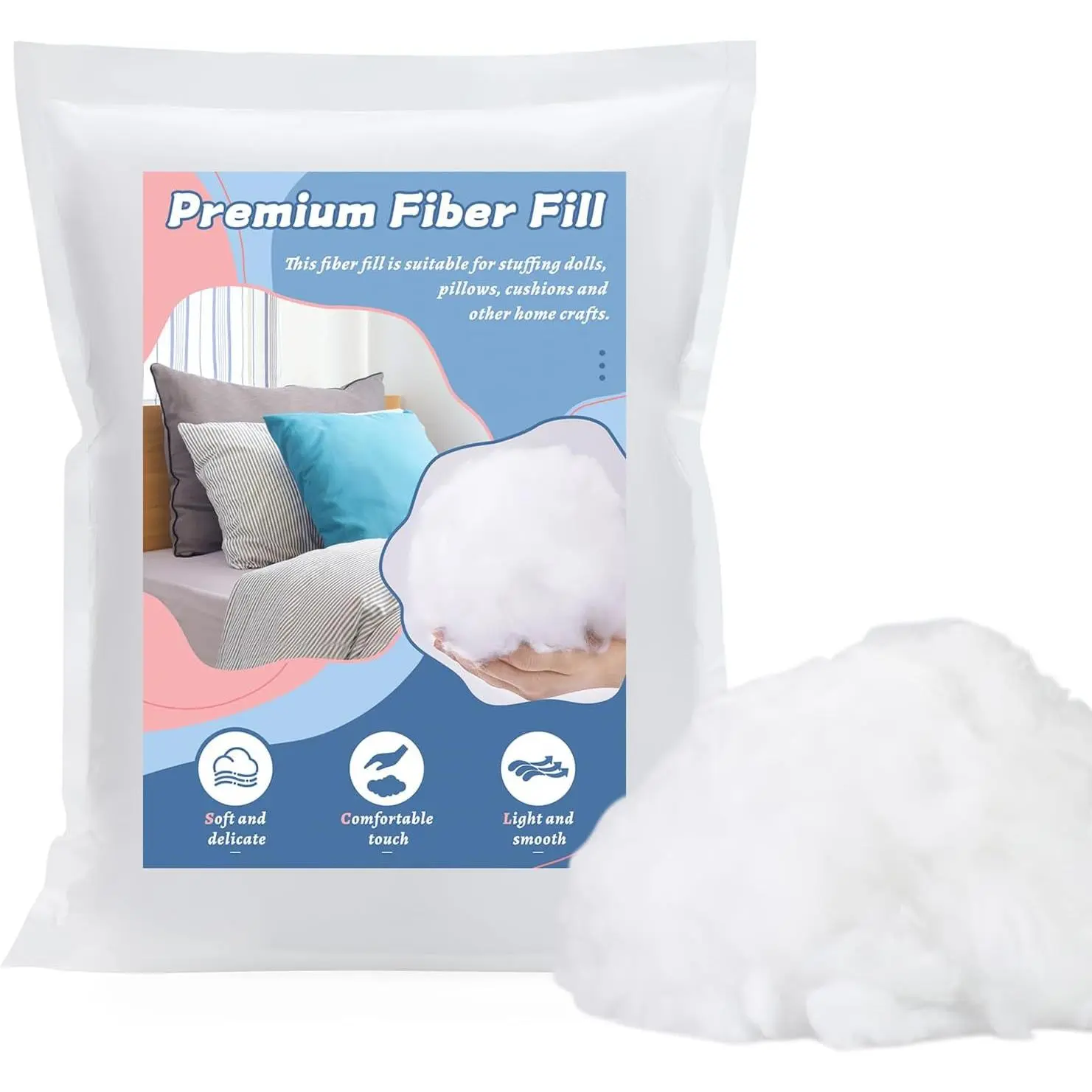 Premium 1.8oz Polyester Polyfill Stuffing Fiberfill Fluff for Small Stuffed Animals Crochet Crafts DIY 50g-1.87lb